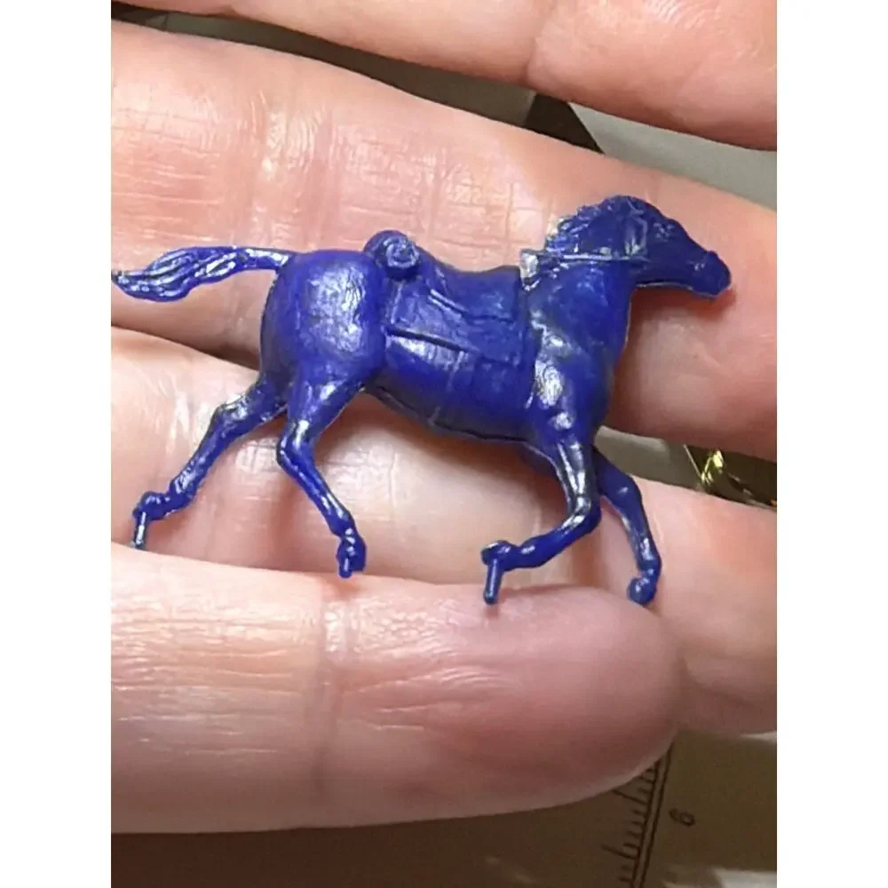 Vintage Blue Plastic Toy Horse Miniature Saddle Western Cowboy Figure